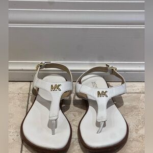 Michael Kors White Sandals with Gold Accents Womens